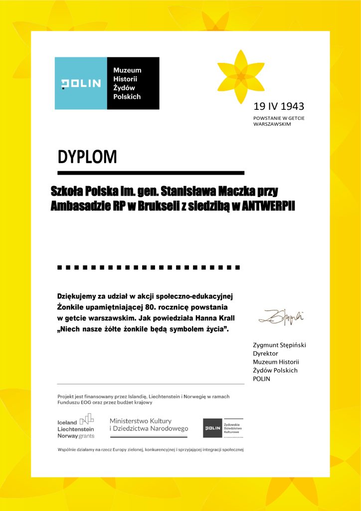 Dyplom za udział w akcji Żonkile.