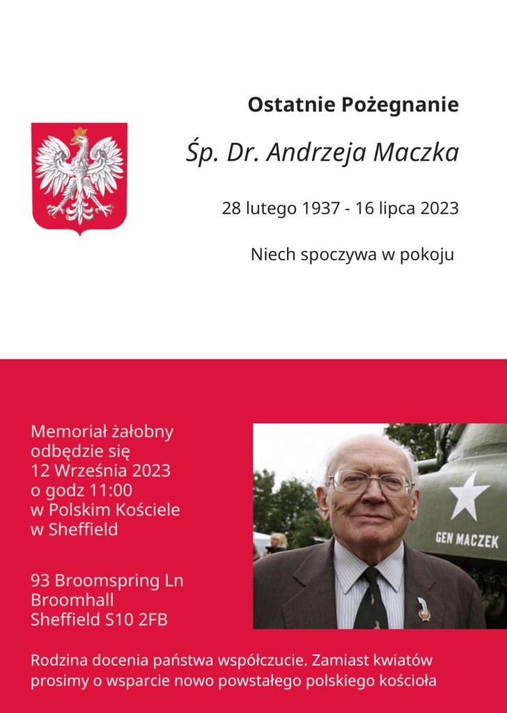 Memoriał żałobny śp. Dr. Andrzeja Maczka.