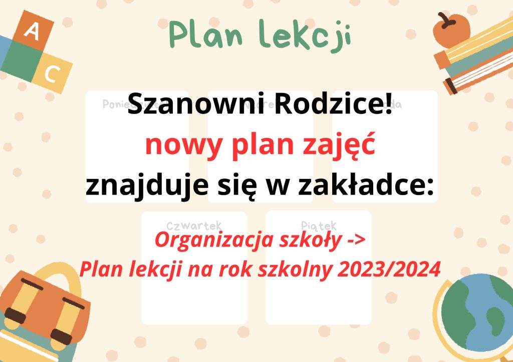 Projekt planu zajęć na rok szkolny 2023/2024