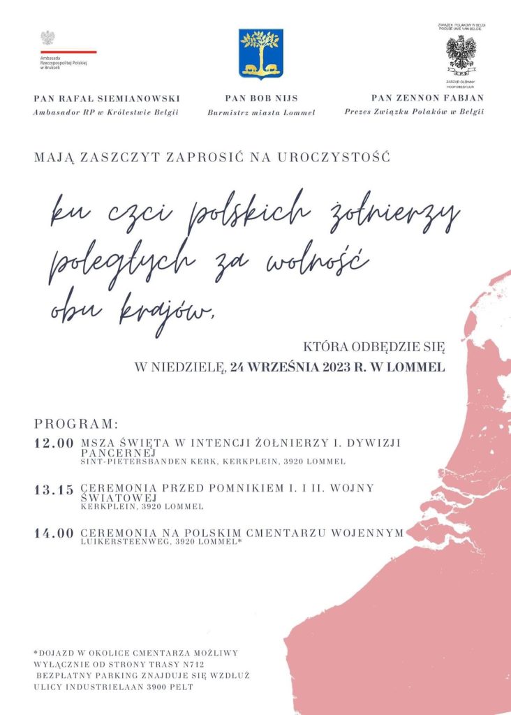 Zaproszenie na uroczystości w Lommel