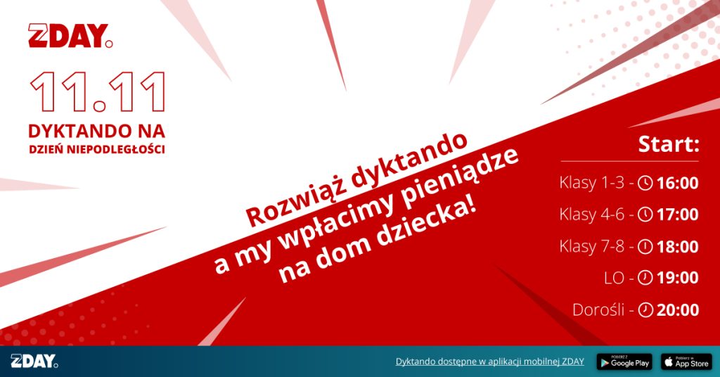 Charytatywne dyktando z okazji Święta Niepodległości.