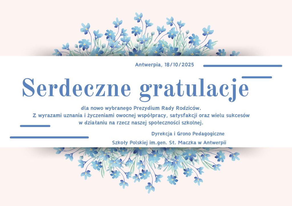 Gratulacje dla nowo wybranego Prezydium Rady Rodziców!