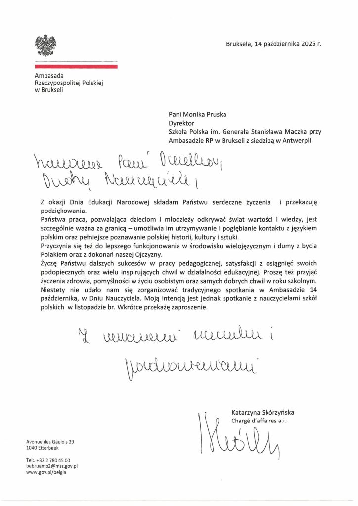 Życzenia od Pani Ambasador – Katarzyny Skórzyńskiej