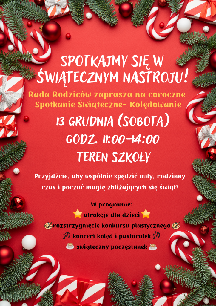 Zapraszamy na Spotkanie Świąteczne – 13/12/2025, godz. 11:00