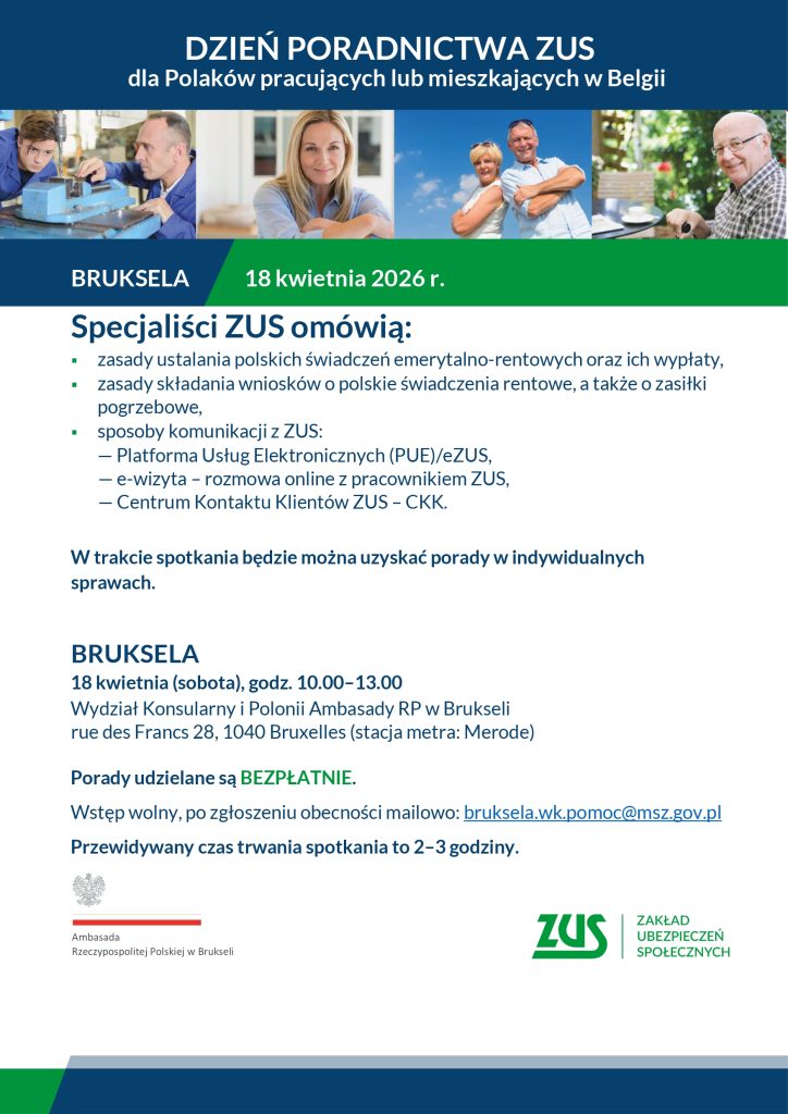Dzień Poradnictwa ZUS w Brukseli – informacja dla Polonii
