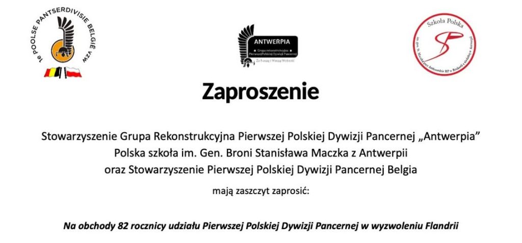 Zapraszamy na uroczystości upamiętniające 82. rocznicę wyzwolenia Flandrii przez żołnierzy 1. Polskiej Dywizji Pancernej